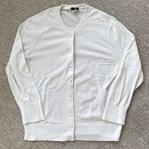 J Crew Round Neck Cardigan White Size L